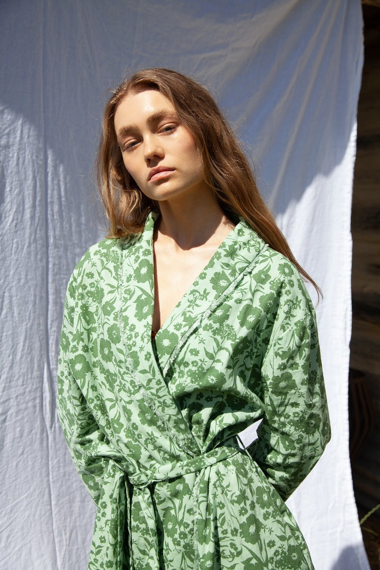 Floral Linen Cotton Robe